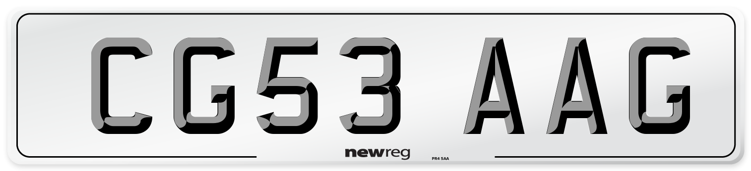 CG53 AAG Number Plate from New Reg